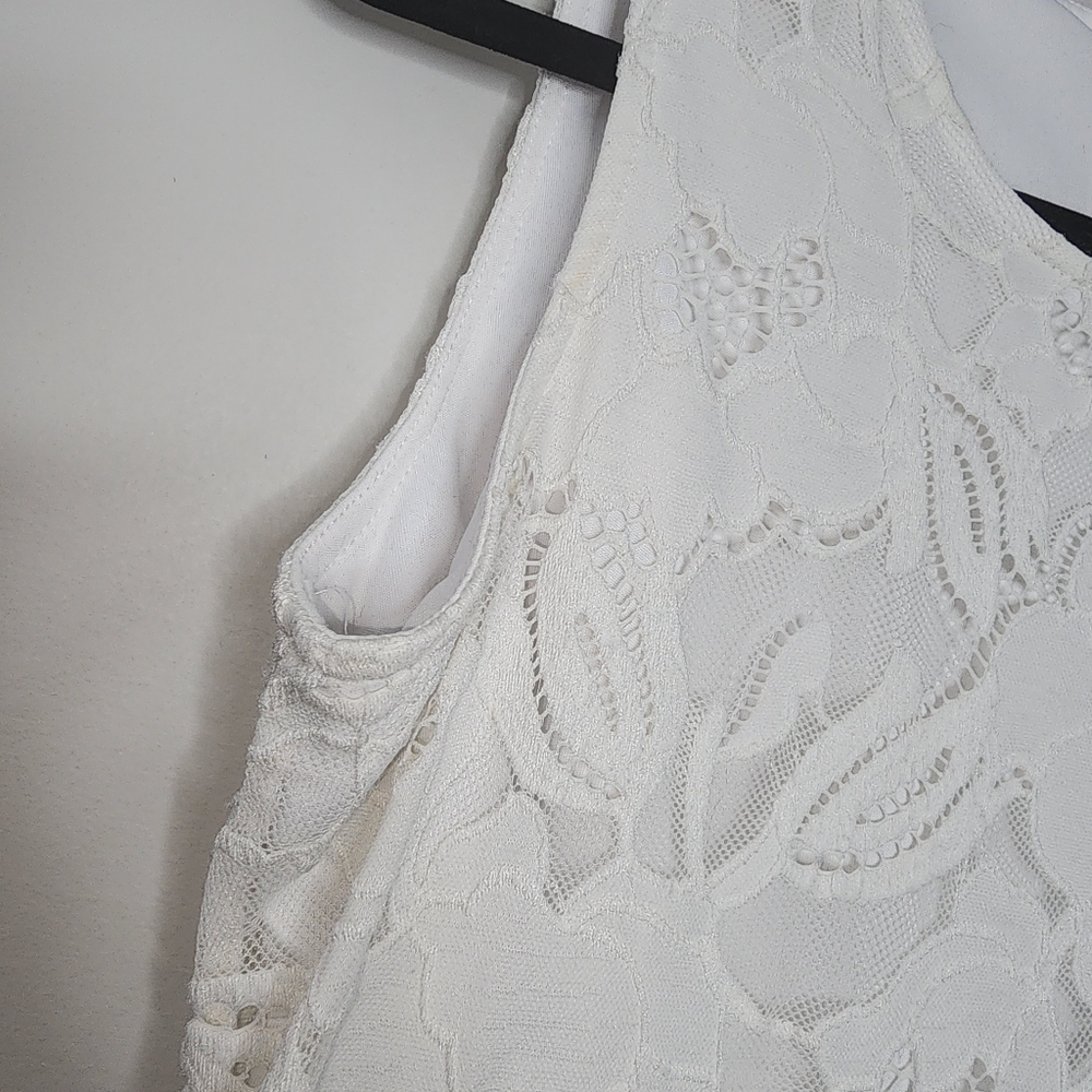 Ronni Nicole White Sleeveless Lace Dress 10 - Picture 5 of 11